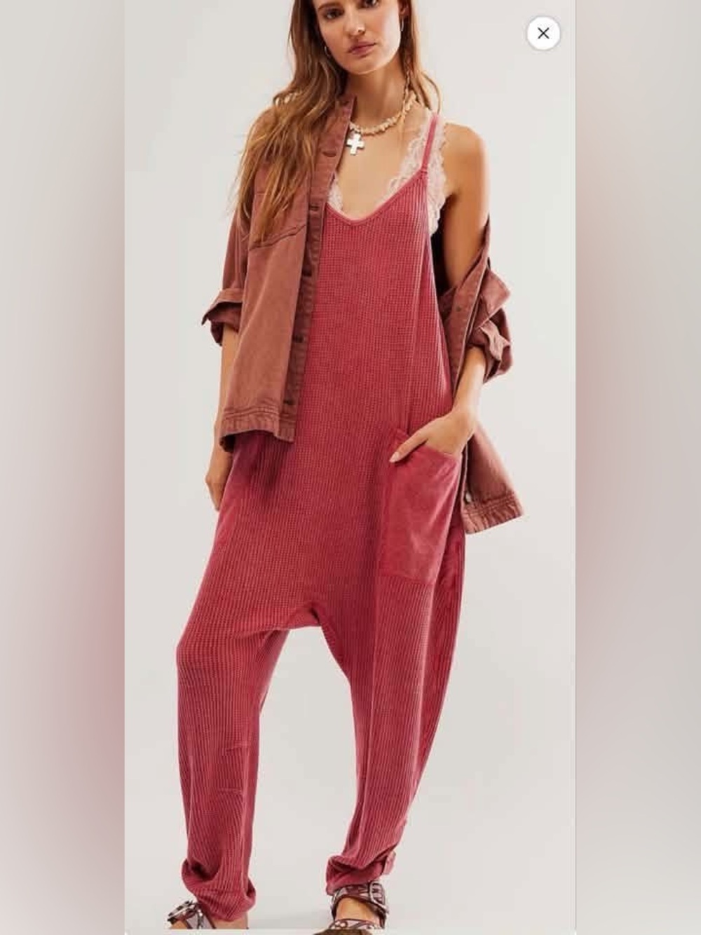 Free People One Frankie Waffle Jumpsuit